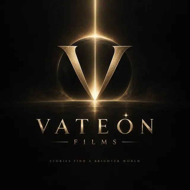 Logotipo de Vateón Films, una V dorada sobre fondo oscuro